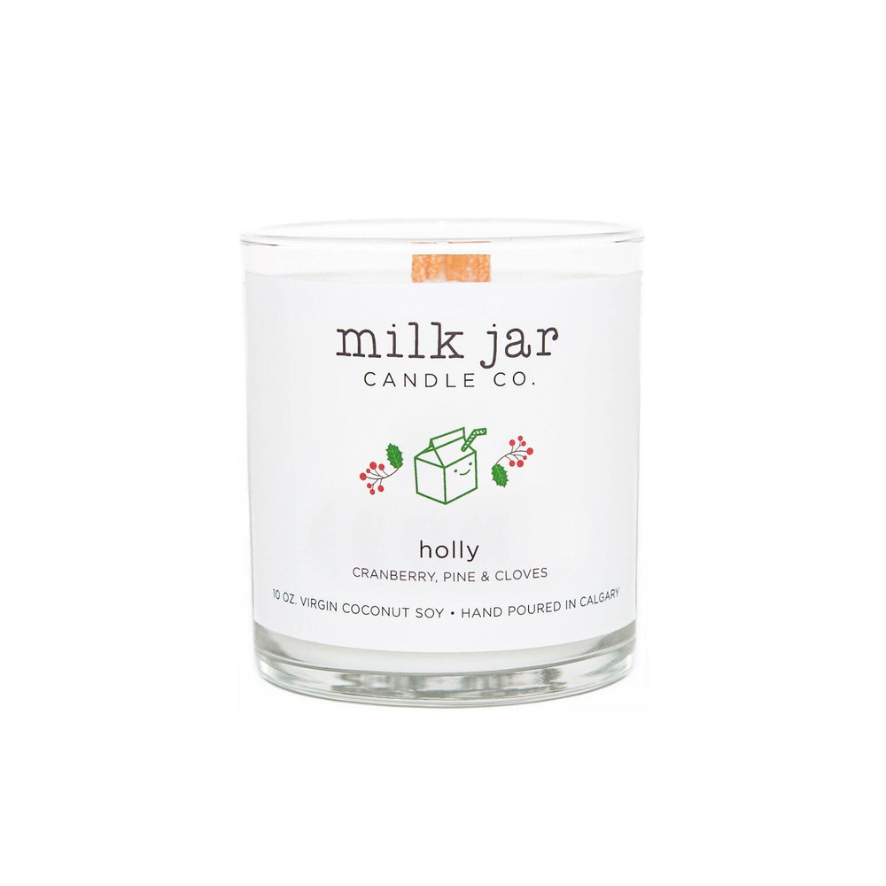 Milk Jar Candle - Holly "Cranberry, Pine & Clove"