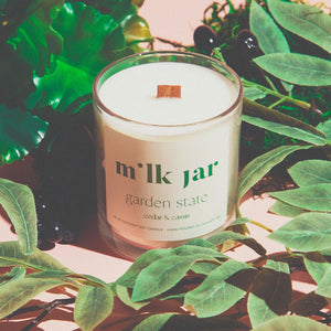 Milk Jar Candle - Garden State "Cedar & Cassis"